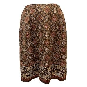 Talbots Geometric & Paisley Print Wrap Skirt Lined Size 14 Brown/Tan Fall Colors